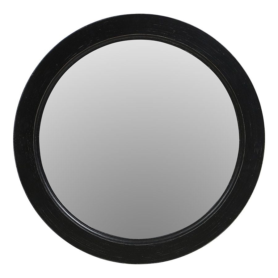 Miroir rond noir graphite mat en bois