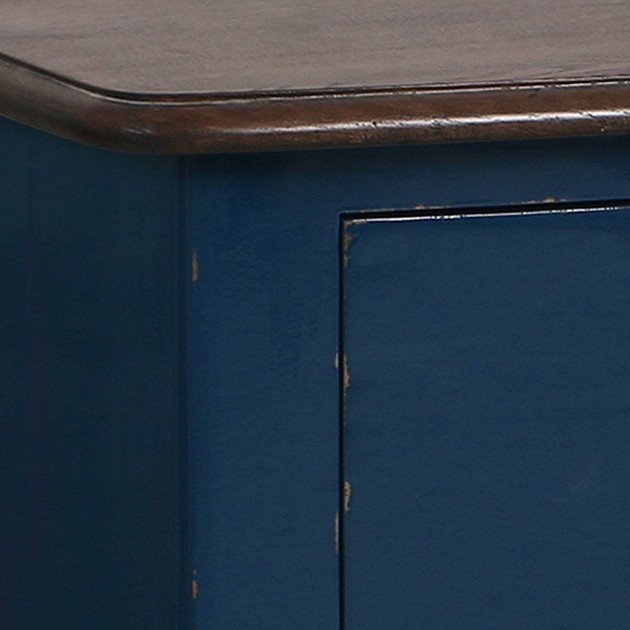 Commode 4 tiroirs en épicéa bleu saphir glossy