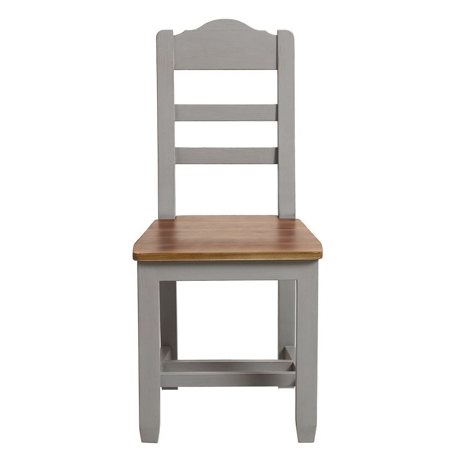 Chaise en bois massif gris perle - Brocante