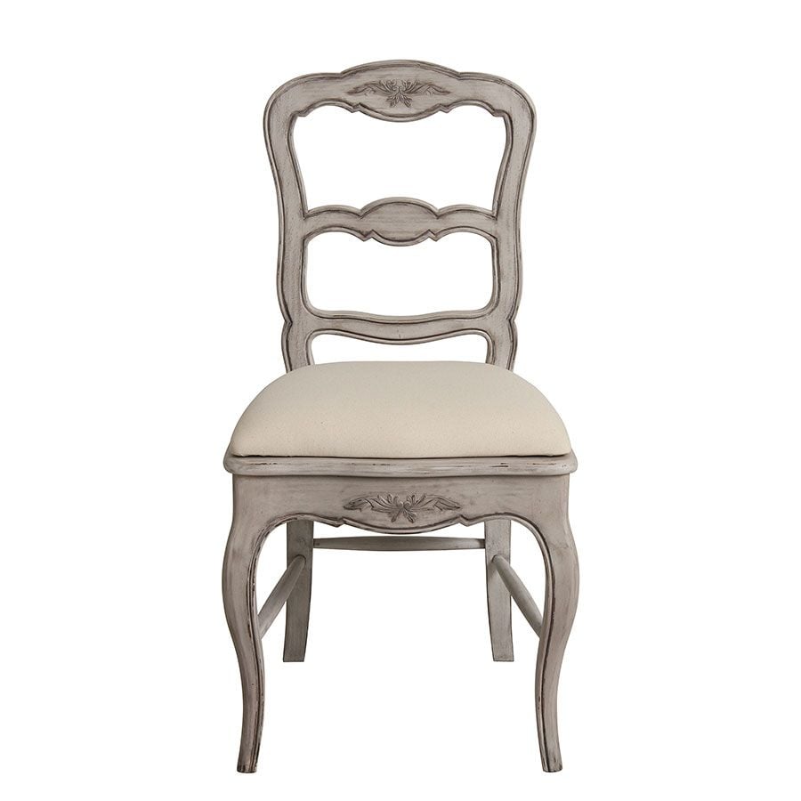 Chaise en tissu et pin massif gris argenté - Château