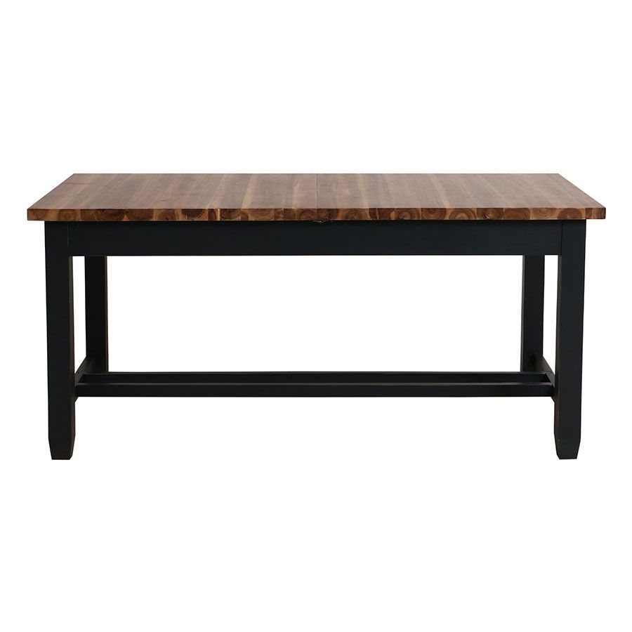 Table extensible noire en pin 8 à 10 personnes - Brocante