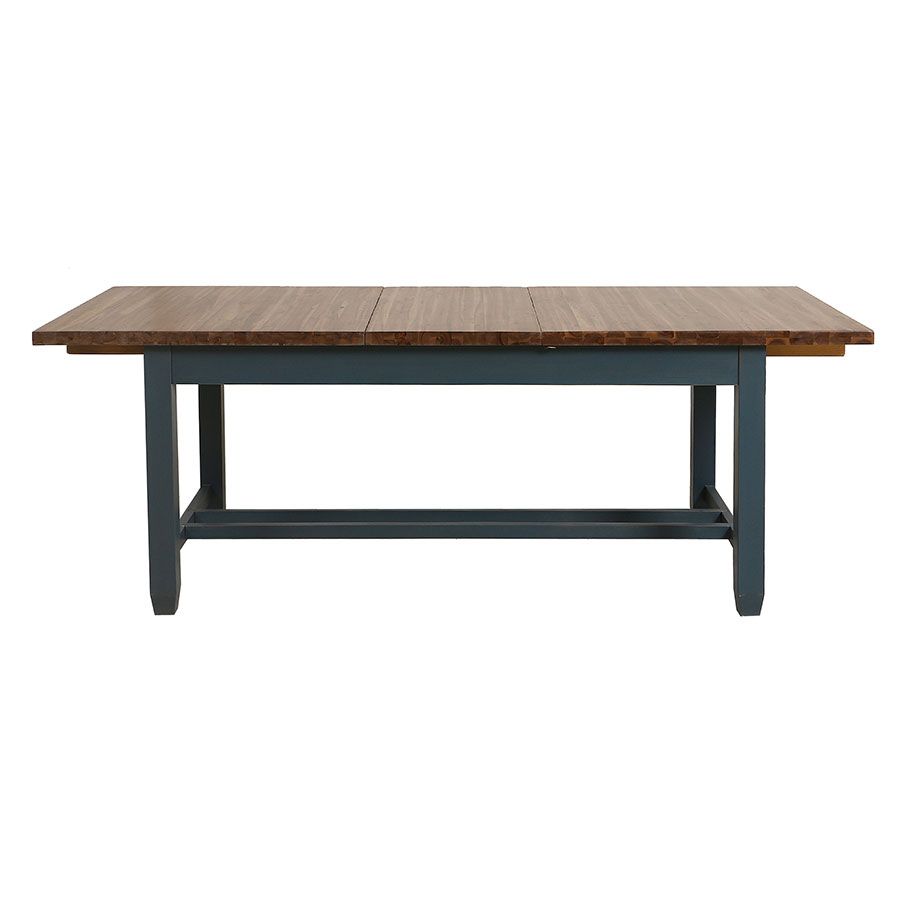 Table extensible grise en pin bleu grisé 8 à 10 personnes - Brocante