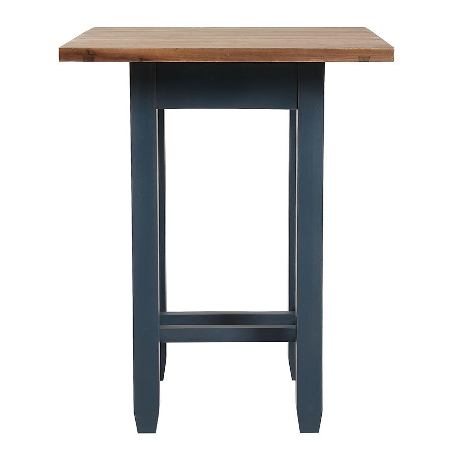 Table haute bleue carrée en pin 2 à 4 personnes - Brocante