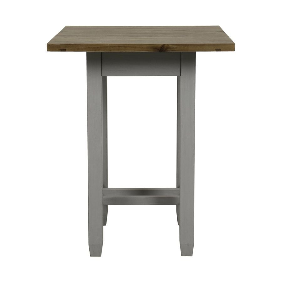Table haute grise carrée en pin 2 à 4 personnes - Brocante