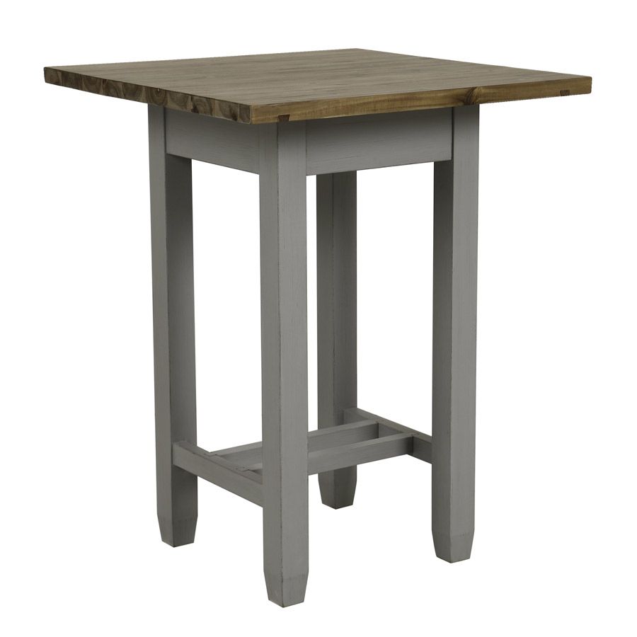 Table haute grise carrée en pin 2 à 4 personnes - Brocante