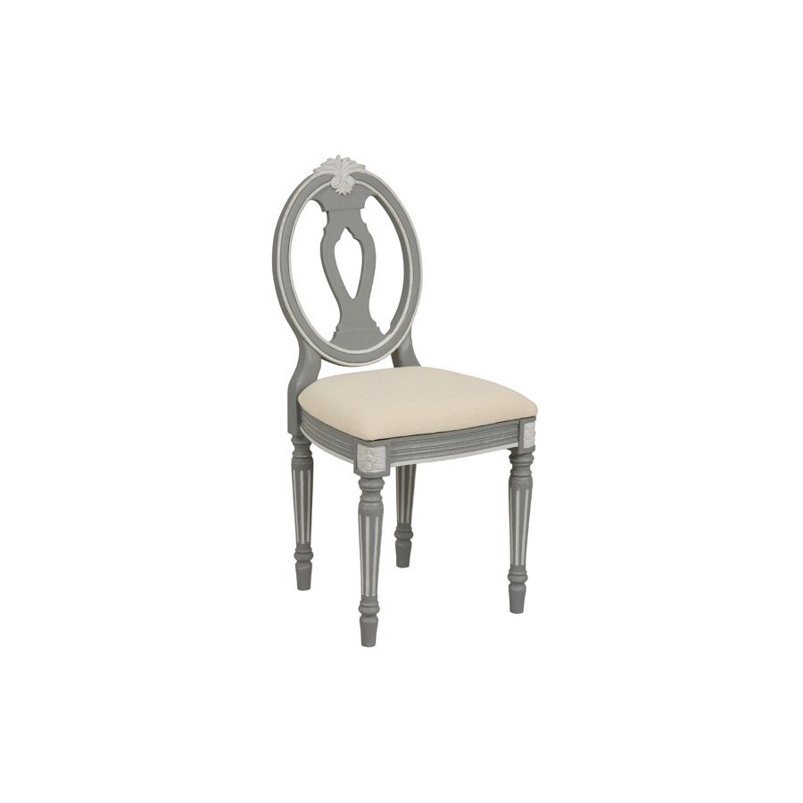 Chaise en tissu et pin massif gris - Gustavien