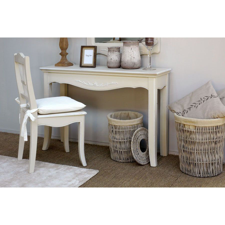 Chaise en bois sable rechampis blanc - Lubéron