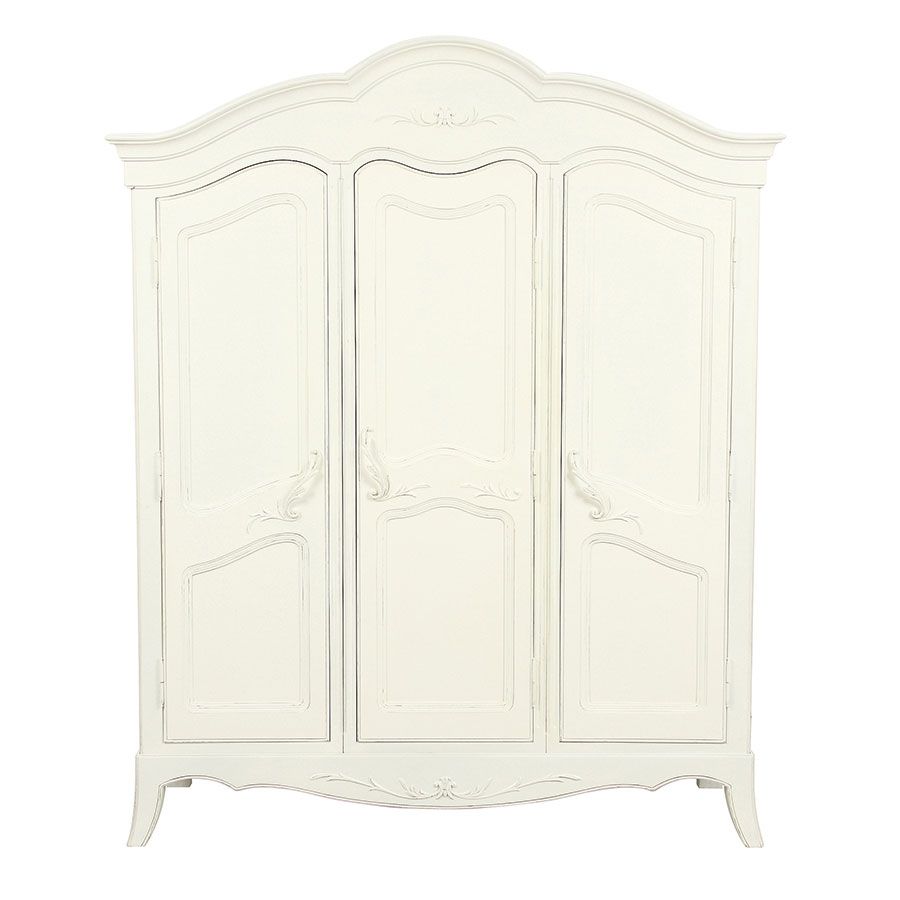 Armoire penderie blanche 3 portes en bois - Lubéron