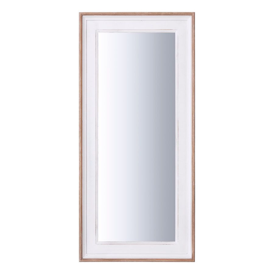 Grand miroir rectangulaire en pin blanc et contour en frêne massif - Esquisse
