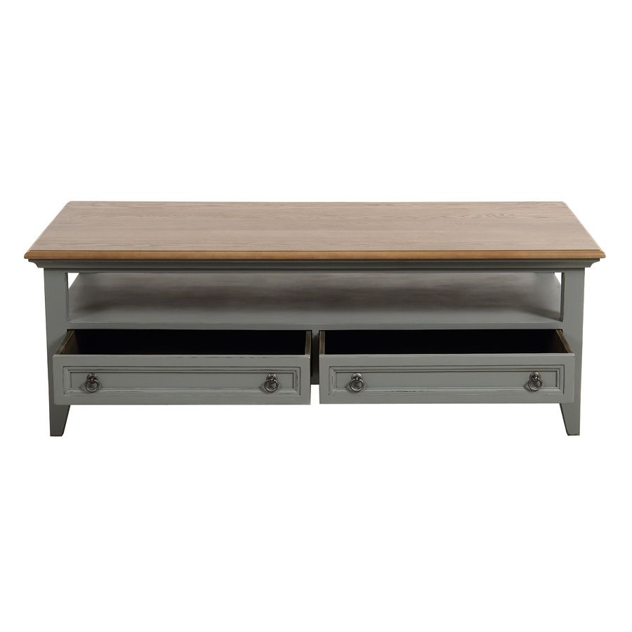 Table basse rectangulaire grise en pin - Esquisse