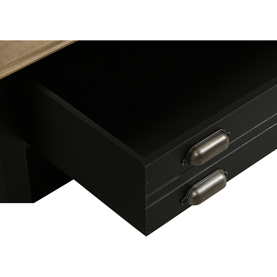 Table basse rectangulaire noire avec tiroir à double sens - Magellan