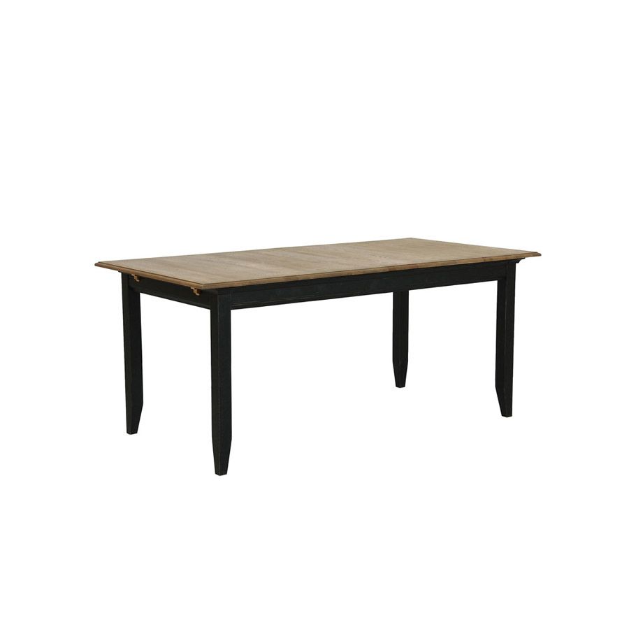 Table extensible noire en pin 6 à 10 personnes et plateau en frêne massif - Esquisse