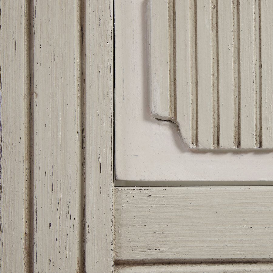 Vitrine 2 portes vitrées en pin blanc craie - Montaigne