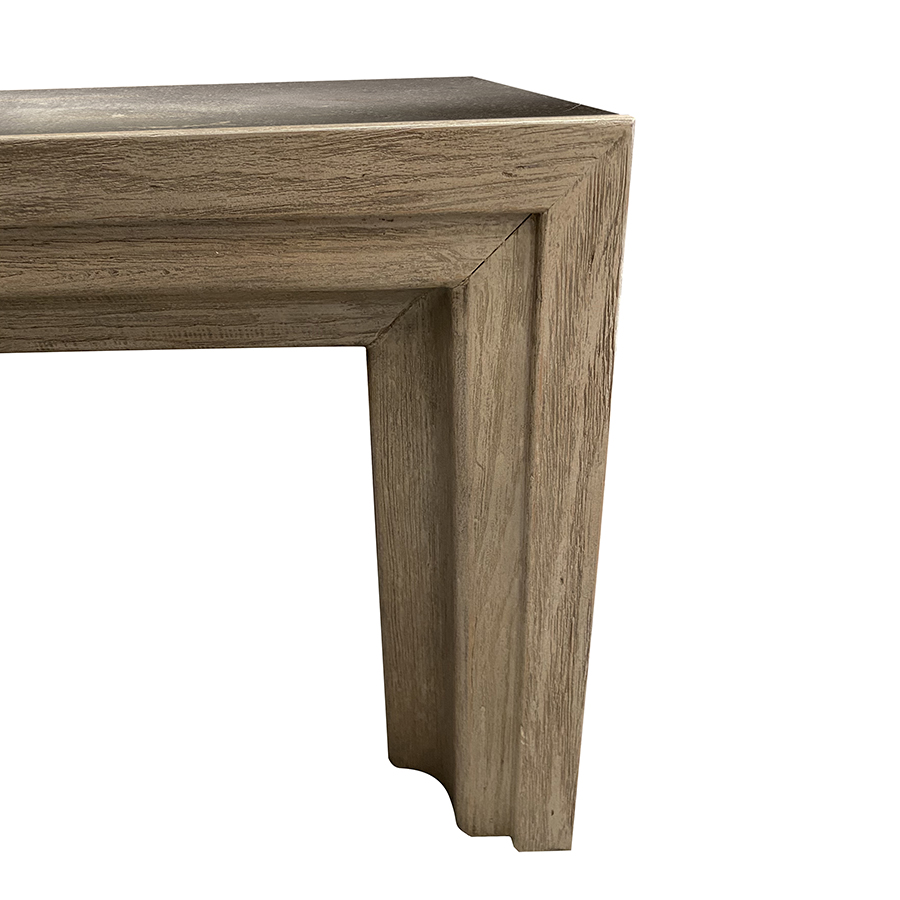 Table basse rectangulaire en bois et pierre bleue - Minéral