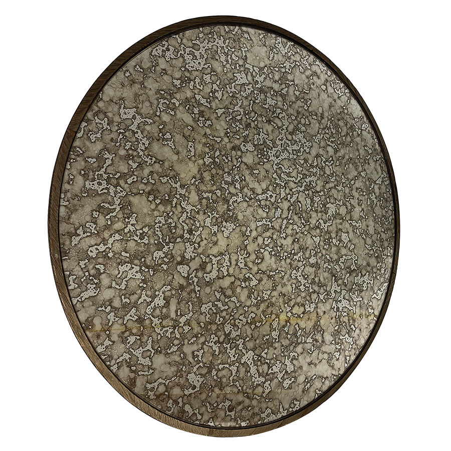 Table basse ronde avec plateau en miroir vieilli - Minéral