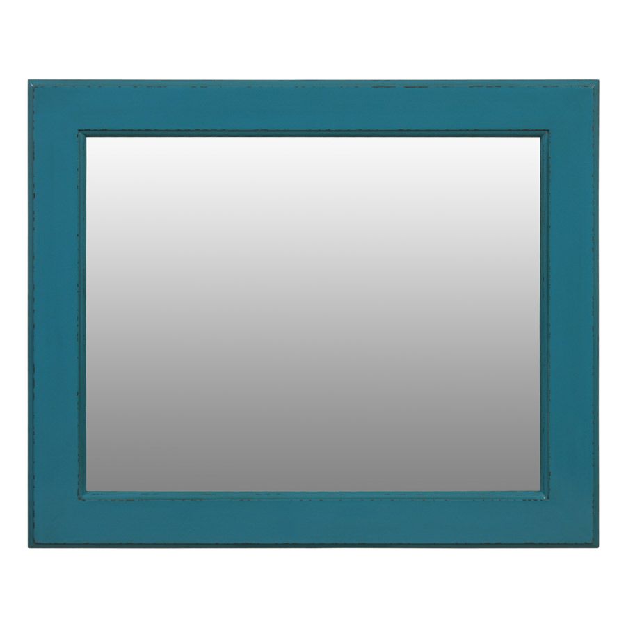 Miroir rectangulaire en bois bleu turquoise