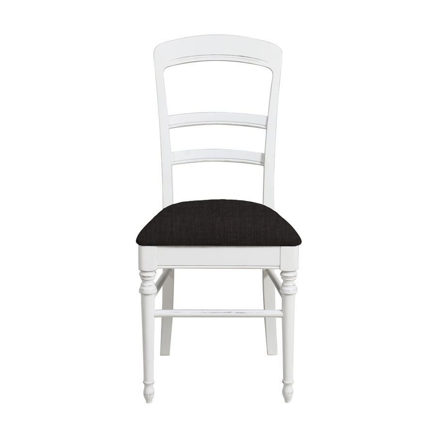 Chaise en bois blanc et tissu gris anthracite toucher velours - Harmonie