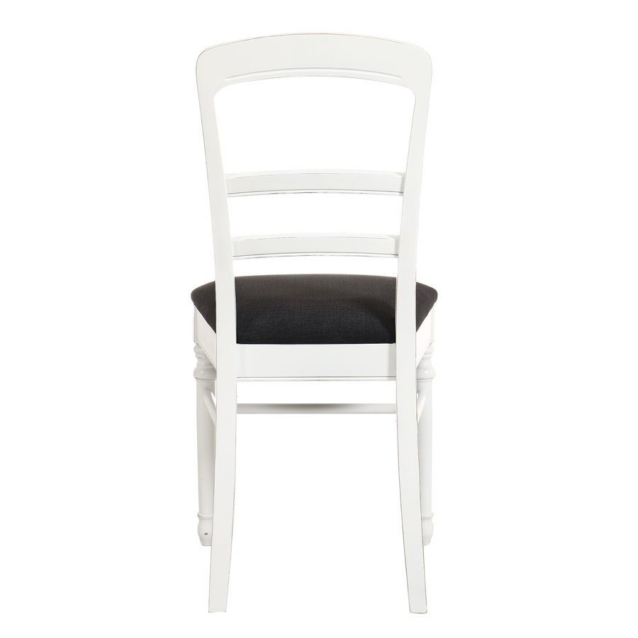 Chaise en bois blanc et tissu gris anthracite toucher velours - Harmonie