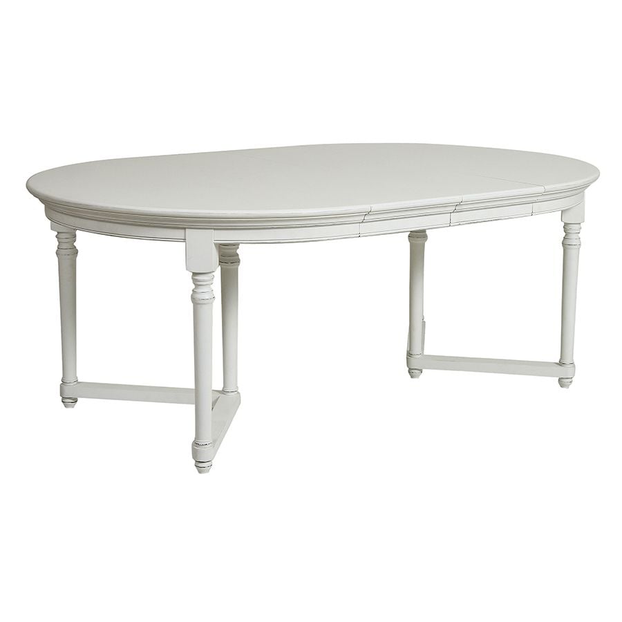Table ronde extensible en bois blanc satiné pour 6 à 10 personnes - Harmonie