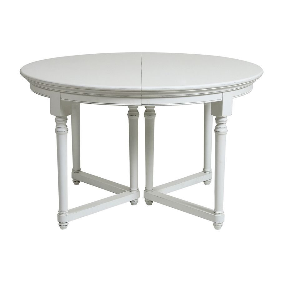 Table ronde extensible en bois blanc satiné pour 6 à 10 personnes - Harmonie