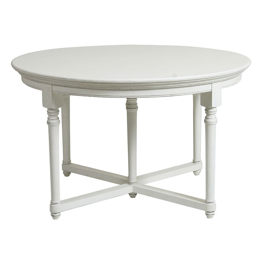 Table ronde extensible en bois blanc satiné - Harmonie