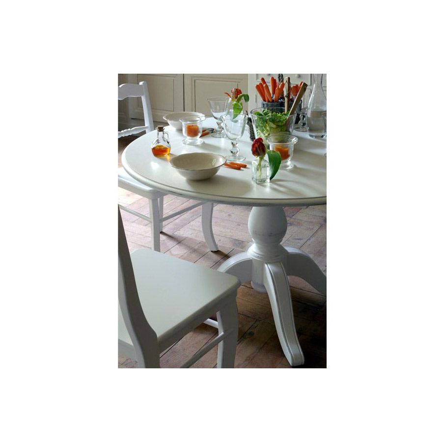 Soldes - Table ronde extensible blanche 4 à 6 personnes - Harmonie -  Interior's