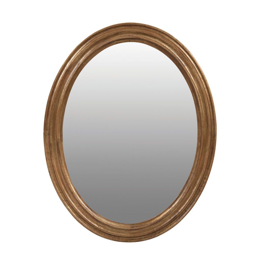 Miroir ovale en bois doré