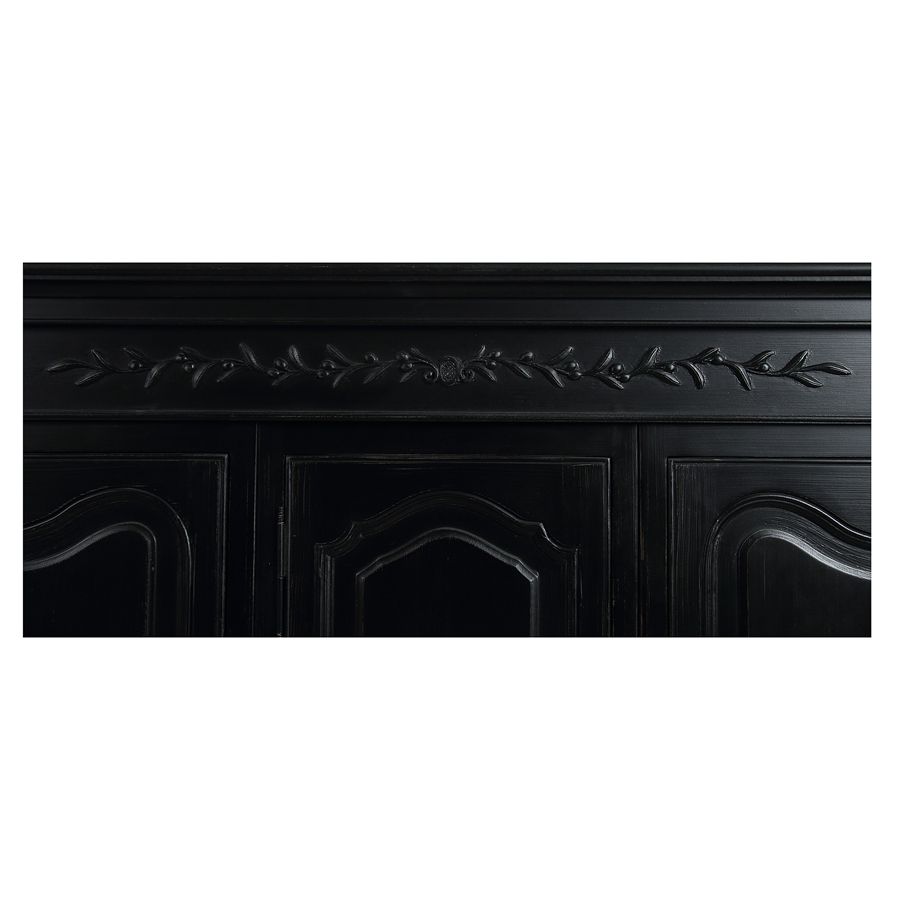 Armoire penderie noire 3 portes en bois - Romance