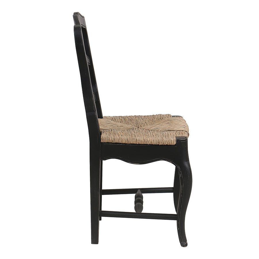 Chaise paillée en bois noir - Romance