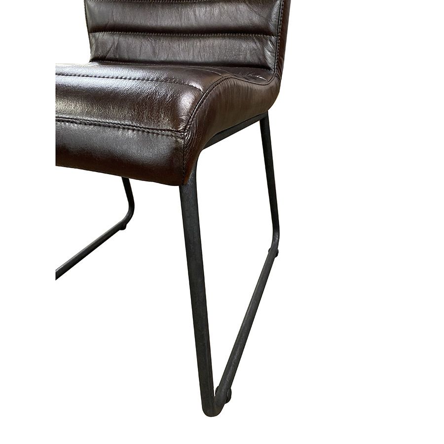 Chaise en métal et cuir brun - Marcella