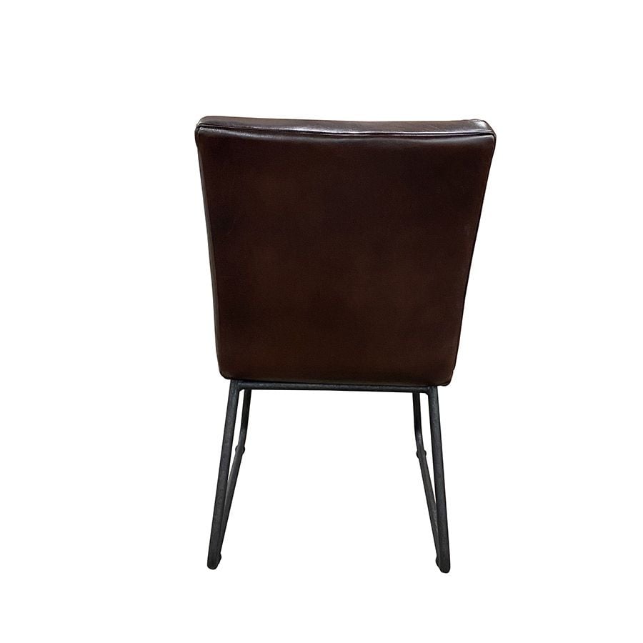 Chaise en métal et cuir brun - Marcella