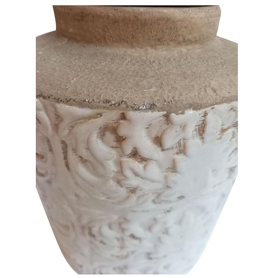 Pot d'officine en céramique avec motifs en relief