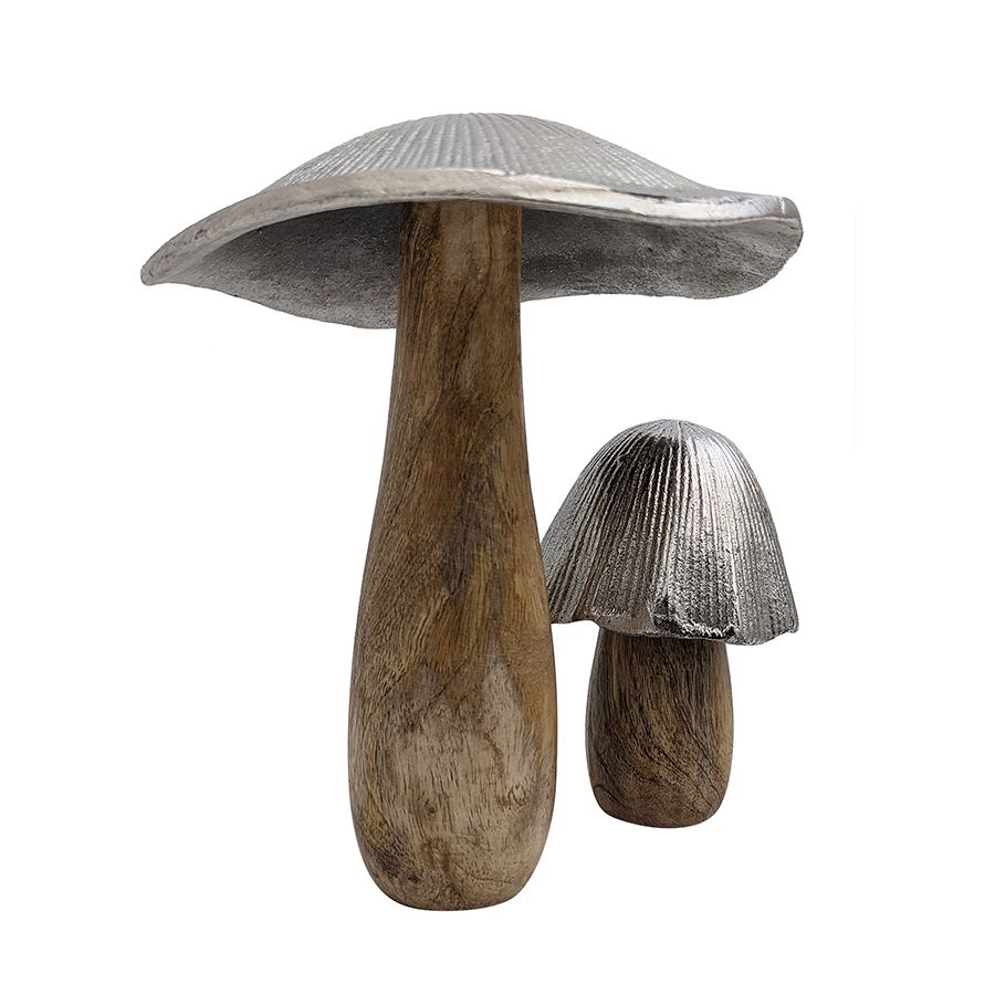 Duo champignons bois et métal