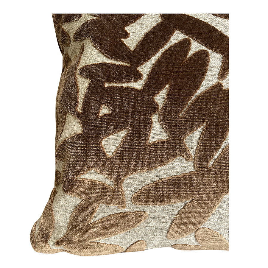 Housse de coussin marron motif feuillage 40x65 cm
