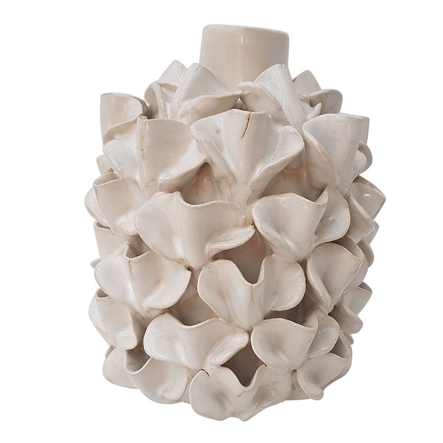 Vase blanc en céramique fleurs 15 cm
