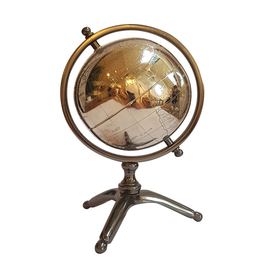 Globe décoratif argenté h 26 cm