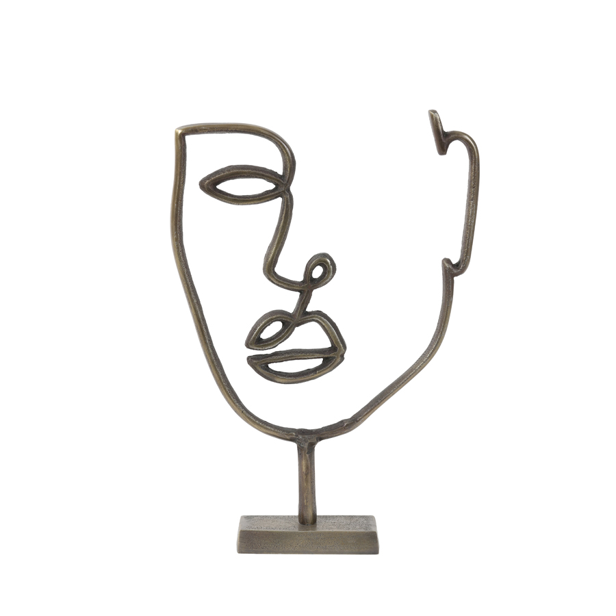 Statue contemporaine visage bronze H37 cm