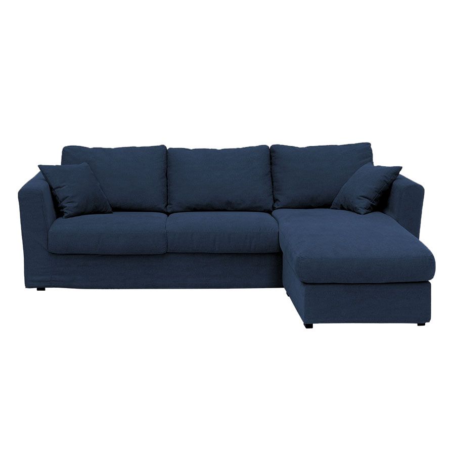 Canapé d'angle 5 places en tissu bleu foncé - Boston