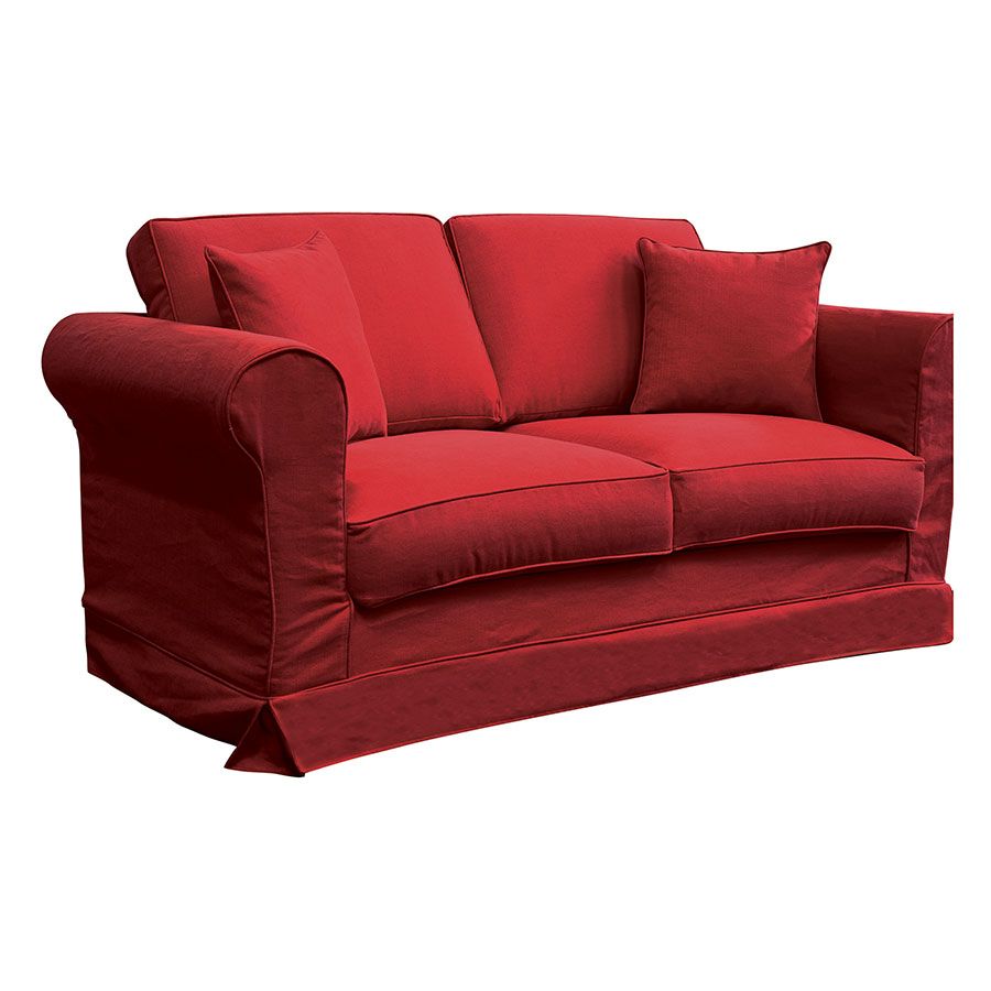Canapé 2 places en tissu rouge - Crowson