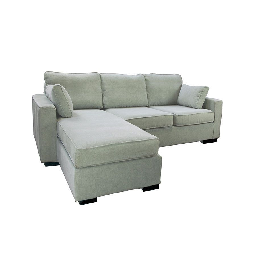 Canapé d'angle 5 places en tissu gris - Malcolm