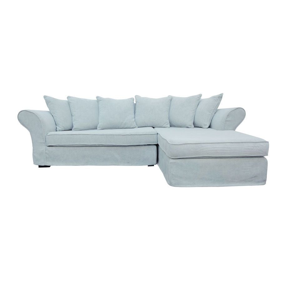 Canapé d'angle 5 places en tissu bleu - Melbourne