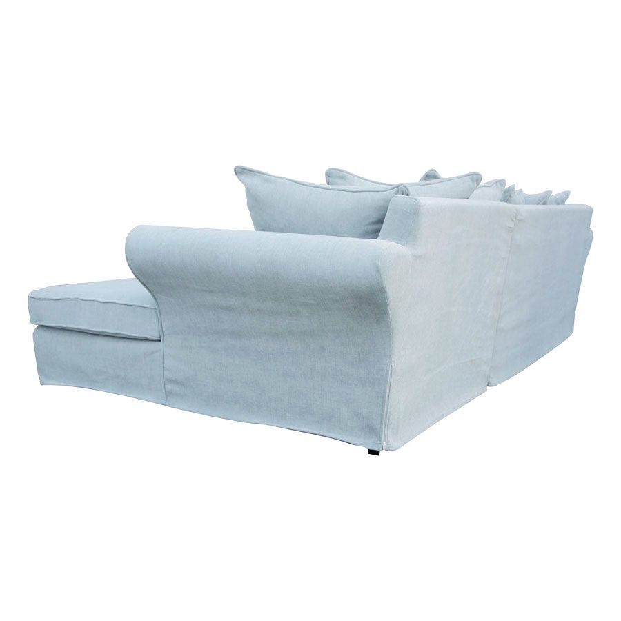 Canapé d'angle 5 places en tissu bleu - Melbourne