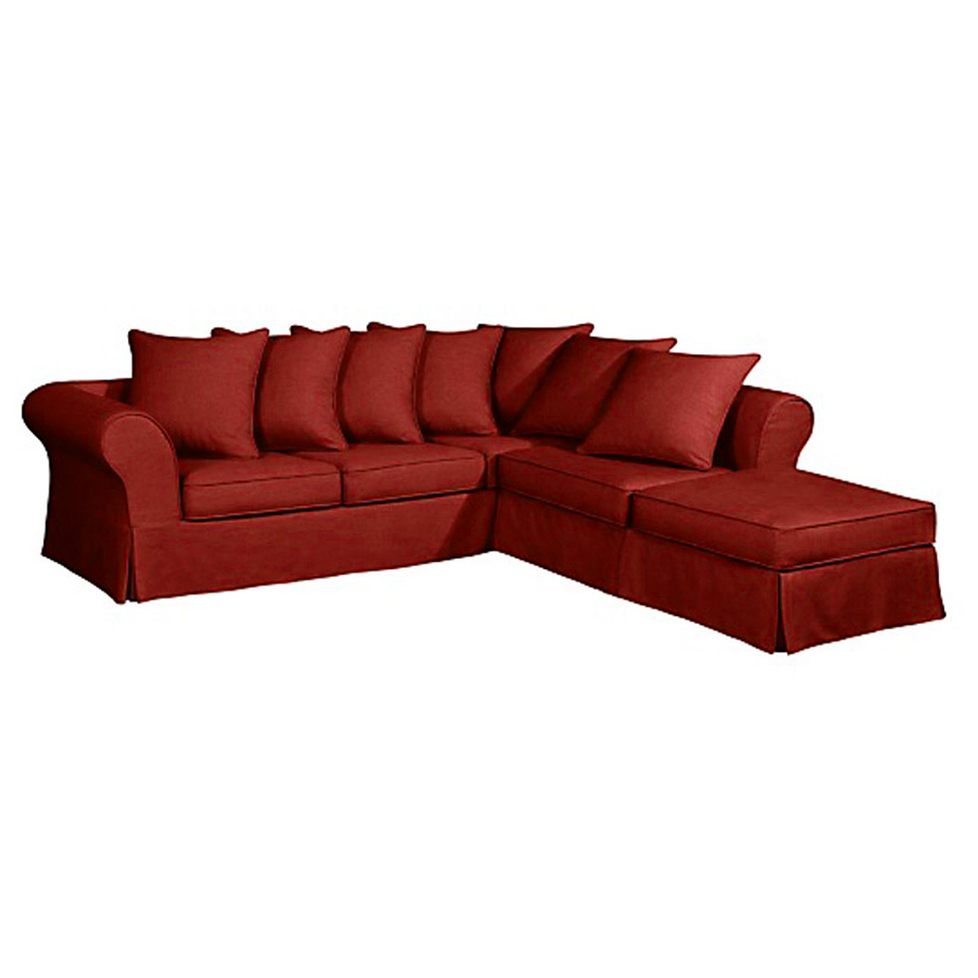 Canapé d'angle 5 places en tissu rouge - Wilson II