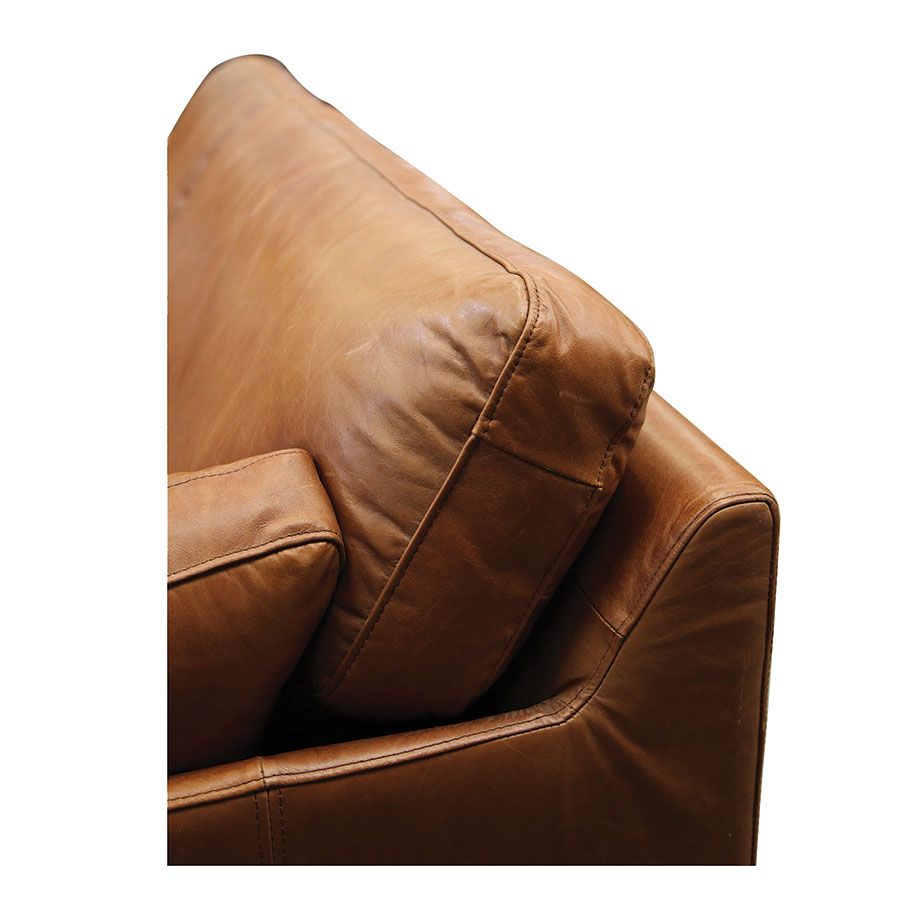 Canapé en cuir 3 places marron clair - Canberra
