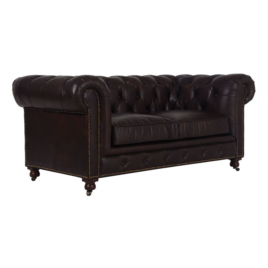 Canapé chesterfield en cuir 2 places antic tobacco - Coventry