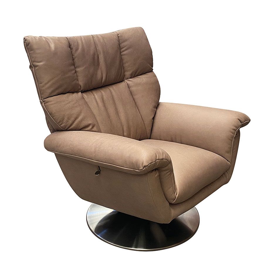 Fauteuil inclinable manuel en cuir taupe - Oslo