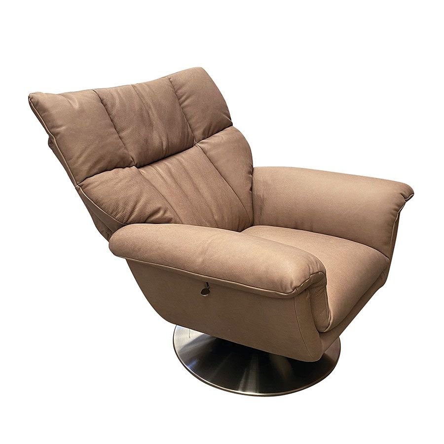 Fauteuil inclinable manuel en cuir taupe - Oslo