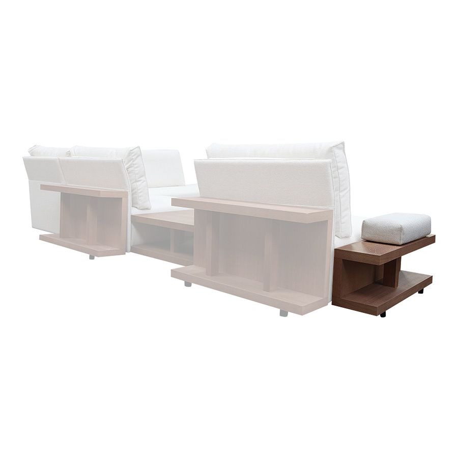 Module table et accoudoir en bois avec coussin pour canapé d'angle en tissu beige - Milano