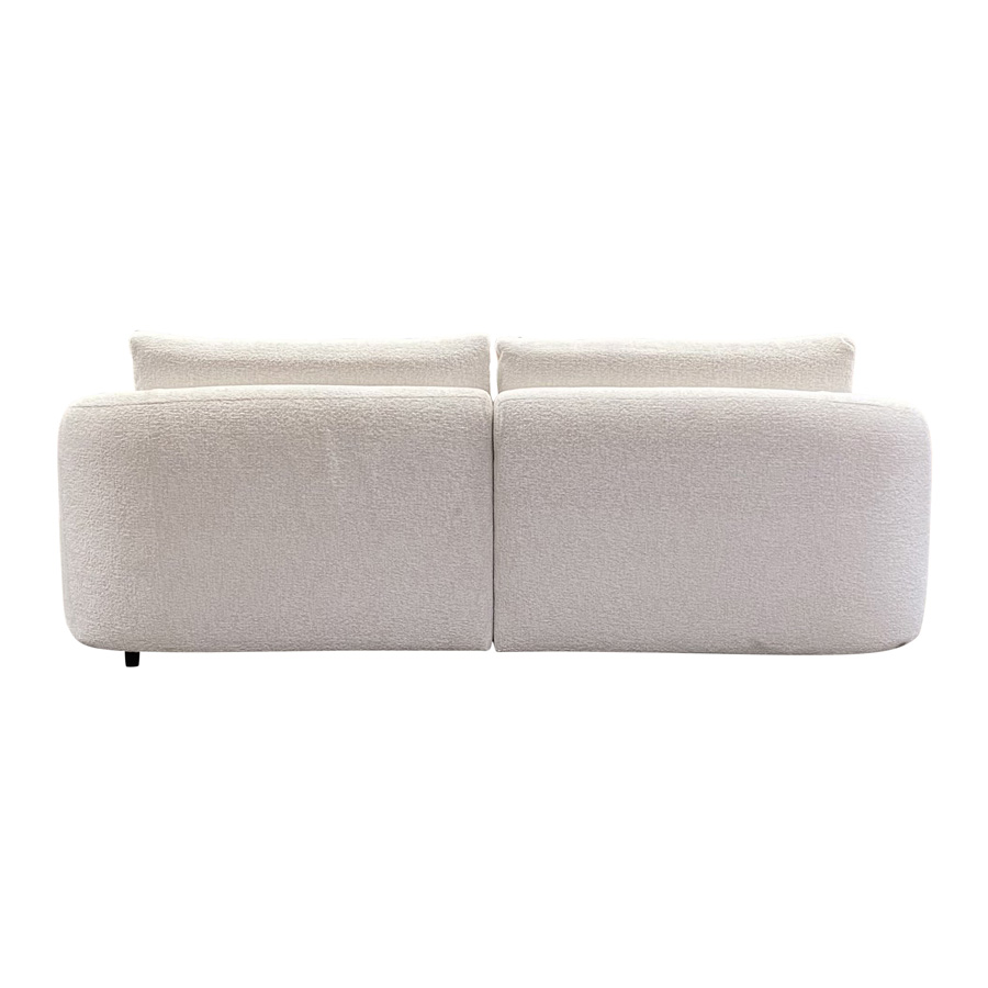 Canapé d'angle arrondi en tissu bouclette blanc - Hestia