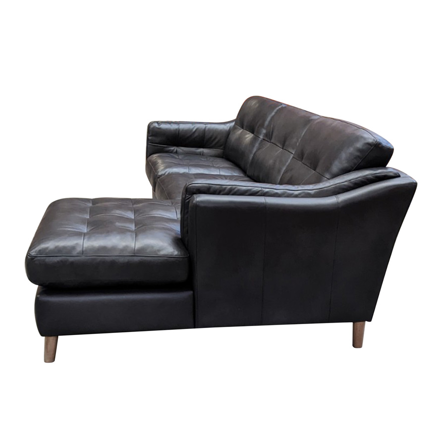 Canapé d'angle en cuir noir - Newcastle